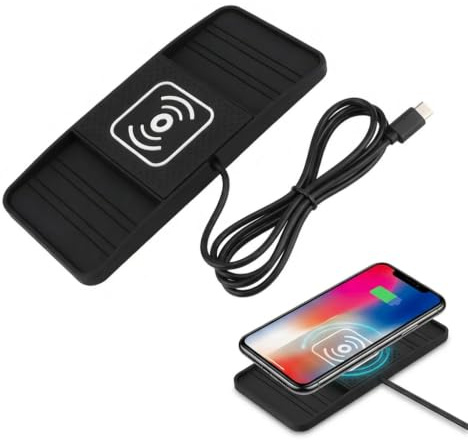 20W Caricabatteria da Auto a Induzione Rapida USB-C Caricabatterie Wireless Auto con Design a Doppia tacca Tappetino di Ricarica Rapida Antiscivolo con Tipo-C Cavo 1M per iPhone 17 16 15 14 13 12 11 X