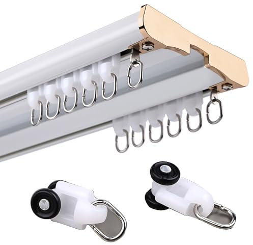 Premium dubbelskena aluminium spår för takmontering – rostfria glidstänger för hotell lägenheter och sjukhus – 420 cm vit överhäng solut