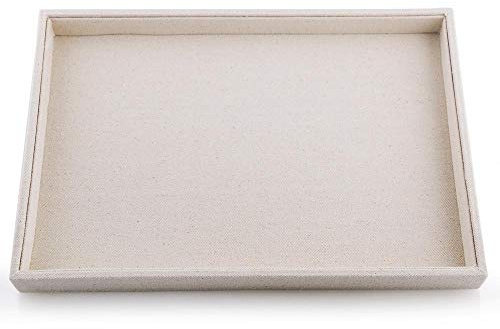 Oirlv linen Jewelry Display Trays Stackable Necklace Bracelet Ring Showcase Display Empty Plate(Pack of 1)