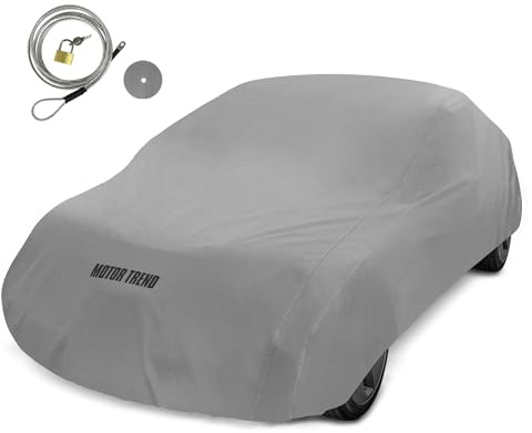 Motor Trend Breathable Lightweight Car Cover, Anti-Moisture Build-Up Water-Resistant Scratch-Resistant Travel-Friendly, Universal Fit for Cars SUVs Trucks Vans All-Weather Outdoor/Indoor, (M) 170 L