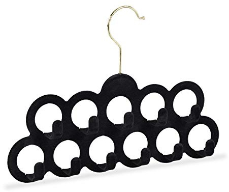 Relaxdays 1x Gruccia Multipla, per Sciarpe, Cinture, Cravatte, Gancio Girevole 360°, Antiscivolo, 11 Supporti, v. Colori