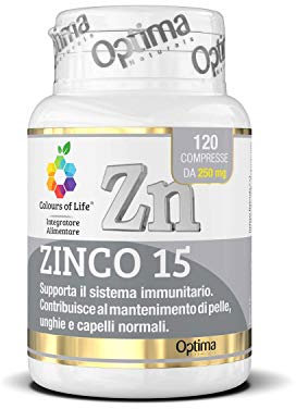Colours Of Life Zinco 15 - Integratore Di Zinco - Minerale Essenziale Per L'Organismo - 120 Compresse