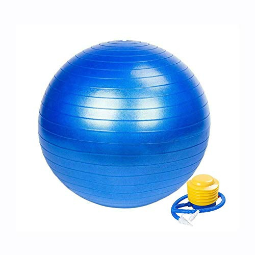Boolavard Exercise Ball Fitness Ball, Anti-Burst Stability Ball with Quick Pump, Professional Balance Ball for Pilates, Yoga, Core Strength, Birthing Exercise (65cm, M, Blue)