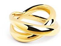 SINGULARU - Anillo Single Cross. Latón con Acabado Baño de Oro de 18 Kt. Diseño Grande. Joyas para Mujer. Talla 12