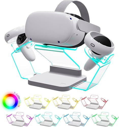 Hibloks RGB Magnetic Charging Station for Meta/Oculus Quest 2 Accessories,Acrylic Holder for Quest 2 Headset and Controllers, Convenient Charging for Quest 2 Controllers