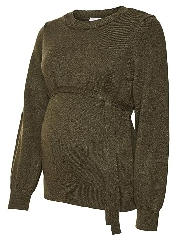 MAMALICIOUS Vasca da Bagno da Donna L/S Knit Top A. Noos, Foglia di Vite, XL