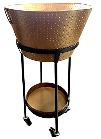 Beverage Tub & Tray, with wheeled stand Matte Copper