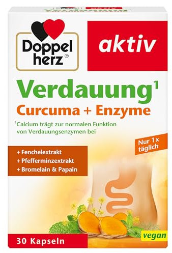 Doppelherz Verdauung Curcuma + Enzyme - Calcium trägt zur normalen Funktion von Verdauungsenzymen bei - 30 Kapseln