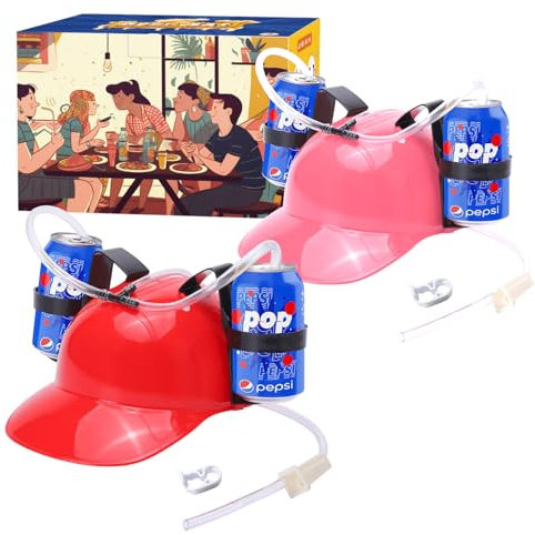 SMOQIO Helm, Strohhalm für Saft, Getränke, Spielzeugzubehör Geschenke für Kinder und Erwachsene - Rot & Rosa，2 Packungen