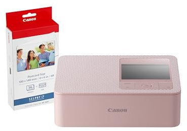 Canon SELPHY CP1500 Compact Photo Printer + Ink & Paper Set (36 Sheets) – Wireless Printing, Long-Lasting Prints, USB-C & SD Card Connectivity – Ideal for Scrapbooks & Photo Albums, Pink