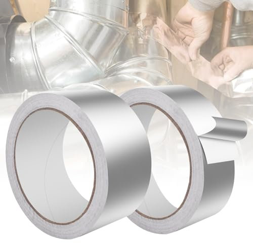 Joaecosmhui Nastro Adesivo di Alluminio, Nastro per Riparazioni con Tessuto in Fibra di Vetro, Nastro adesivo multiuso Per Riparare, Sigillare, Resistente ad acqua e calore (30mm x 20m+ 48mm x 20m)