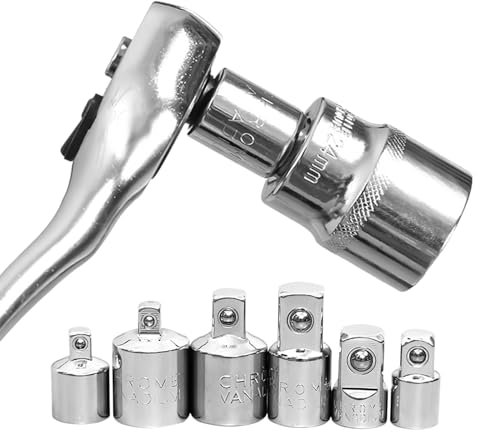 Juego de 6 adaptadores para llaves de vaso, adaptador de vaso para carraca, tuerca de 1/4 a 3/8, 3/8 a 1/4, 3/8 a 1/2, 1/2, 1/2 a 3/8, 1/2 a 1/4, 1/4 a 1/2