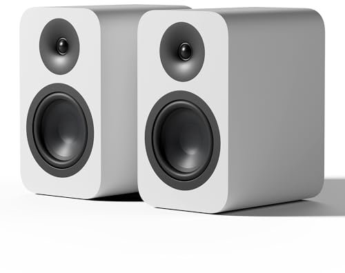 Fosi Audio SP601 Par de Altavoces de Estantería, 2 PCS Altavoces de Estudio Pasivo Audio Hi-Fi, 6Ω 160W Sistema de Sonido Estéreo Blanco Caja de Madera para Cine en Casa/TV/Escritorio/Interior