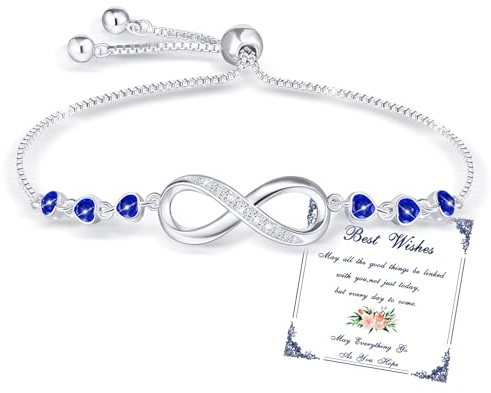 Esmoly Bracciale Donna Argento Infinito Braccialetto Cuore Zircone Regolabile Regalo Donna Ragazza (09)
