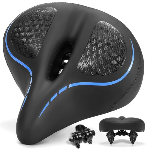 CDYWD Extra Breit Fahrradsattel Herren & Damen, Bequem, Weich, Atmungsaktiv, Ergonomisch, Bequemer Memory-Foam Fahrradsitz, Universal Ersatz Fahrradsättel für Mountainbike, Cityrad, Ebike, Heimtrainer