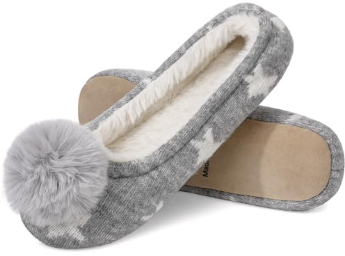 MIXIN Womens Slippers with Comfy Memory Foam Slipon House Shoes Grey Size 6
