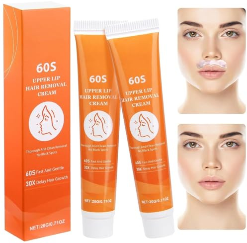 Vibbang 2 Stück Gesichtshaarentfernungscreme, Oberlippenhaarentfernung, Wirksame Enthaarungscreme für Gesicht, Schmerzfreie, Hair Removal Cream For Women Man, Hydrating(B)