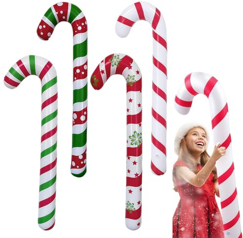 YUZHEDM 4 stycken uppblåsbar juldekoration, polkagrisar dekoration, Candy Cane juldekoration, lämplig för jul, godis-temafest, nyårsafton, födelsedagsfest