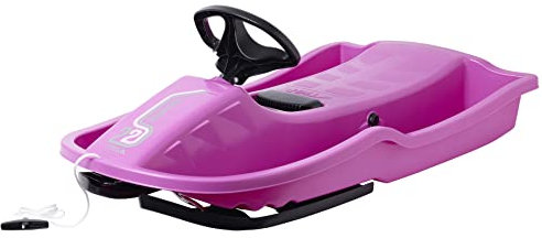 STIGA Kinder Schlitten mit Lenkrad Snowpower, ab 5 Jahre - Rosa/Schwarz
