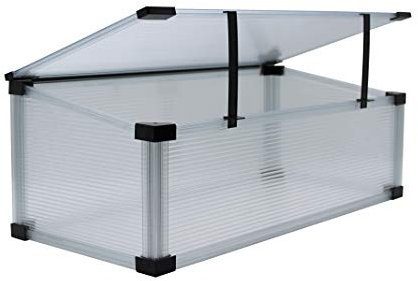 Slide and Grow 2squared Serre de Jardin en Polycarbonate alvéolaire épaisseur 4 mm Longueur : 97 cm Profondeur 57 cm Hauteur 28/37 cm avec profils en Plastique Transparent