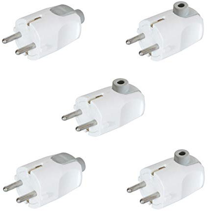 5 Stück Schuko Stecker Winkel Schutzkontakt Stecker 220v Winkel Steckdosenstecker Weiss IP20 16A~250V (5)