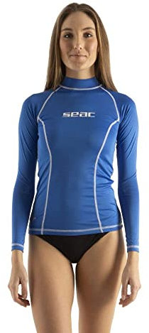 SEAC T-Sun Long Lady, schützendes Rash Guard-Tauchshirt zum Schnorcheln und Schwimmen mit Sonnenschutz, blau, XL