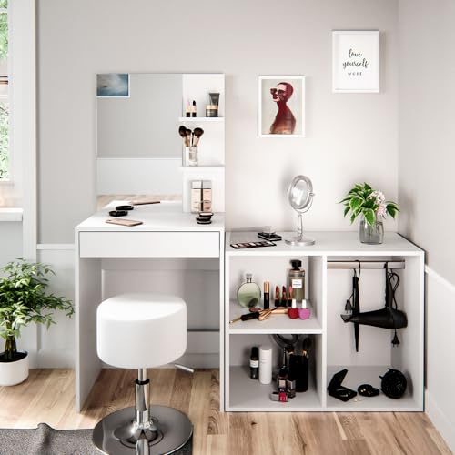Vicco Armoire d'appoint Isabelle, Blanc, 80.1x65cm, adapté à l’Extension des coiffeuses