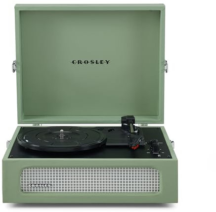 Crosley Voyager Portable Turntable - Bluetooth Record Player, 3-Speed Suitcase Vinyl Player, Home Turntables for Vinyl Records, Built in Stereo Speakers & Bluetooth Receiver, AUX Input, Sage
