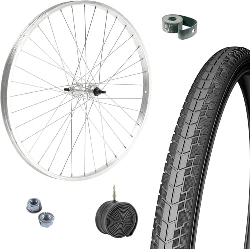 Ruota Anteriore Bicicletta 28” x 1.75 (700x35) Completa con Cerchio, Copertone e Camera d’Aria – City Bike, Trekking, Passeggio – Alluminio/Acciaio – Dadi di Fissaggio e Flap Inclusi