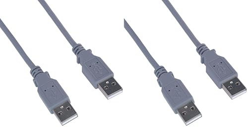 PremiumCord USB 2.0 High Speed Kabel M/M 1m, A Stecker auf A Stecker, USB Verbindungskabel für HDD usw, Doppelt geschirmt, AWG28, Farbe grau, Länge 1m (Packung mit 2)