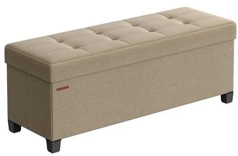 SONGMICS Storage Ottoman Bench, Foldable Foot Rest with Legs