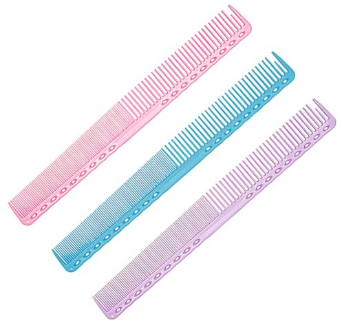 UENXRXE 3 Stück Haarschneidekamm,Friseurkämme,Strähnenkamm,Breiter Zahn-Stylingkamm,Geeignet Für Den Heimgebrauch,Unisex (3-Farben-Kombination)