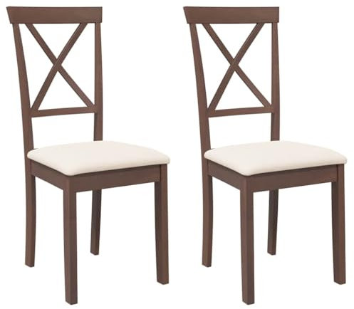 vidaXL Sillas de Comedor con Cojines 2 uds Madera Maciza marrón Caucho
