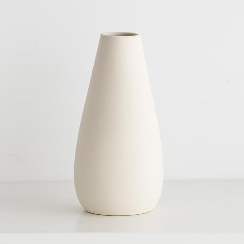 Jarron de Decoracion Ceramica Modernos Minimalistas Blancos Florero Decorativo Alto Centro De Mesa para Flores Secas Naturales Jarrón Hogar Comedor Estilo Nórdico Adornos Salón Elegante