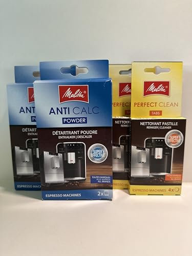 Melitta Kit d'accessoires de nettoyage pour machines à expresso avec poudre anticalcaire et tablettes Perfect Clean