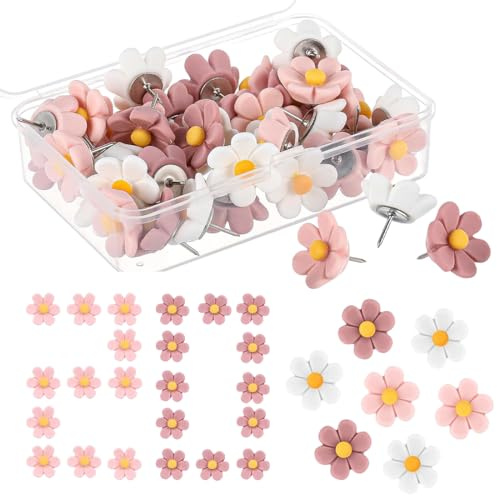 KEWUF 20 Pcs puntine per lavagna sughero, Puntine A Forma Di Fiore, punta in acciaio, Puntine Creative, Puntine Decorative, Puntine Carine, Puntine Per Bacheche, Puntine Per Fissaggio Carta