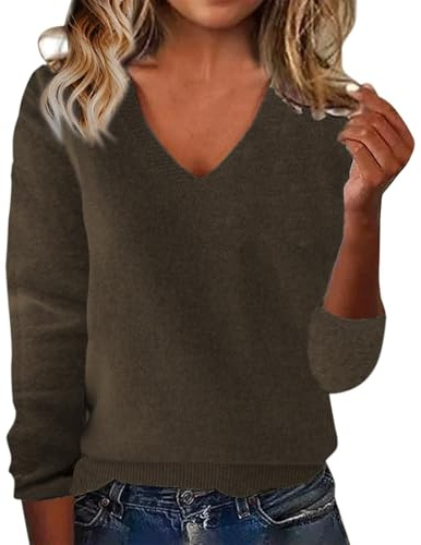Maglione Donna Elegante Curvy Invernale Maglioni Eleganti Classica Oversize Maglioncino da Casa Morbido Comodo Leggero Maglia Scollo a V Basic Casual Sweater Pullover Elasticizzato Autuno Inverno