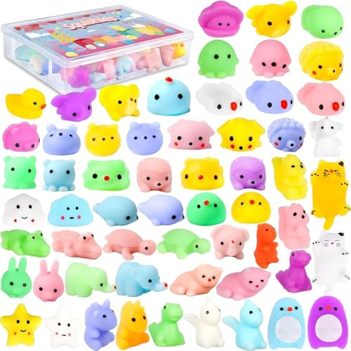 NCKIHRKK Kawaii Mochi Squishy Juguetes, 60PCS Squishies Regalos Detalles Cumpleaños Niños, Squishys Regalo para Colegio Niños Fiesta de Relleno, Piñata Infantil, Regalo Navidad, para Aliviar el Estrés