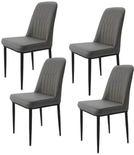 Durrafy Set di 4 Sedie da Pranzo,Sedie Imbottite Moderne in Ecopelle, Sedie con Robuste Gambe in Metallo, Adatte per sala da Pranzo, Cucina e Soggiorno, Grigio