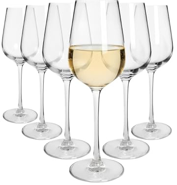 Argon Tableware Knightsbridge Crystal White Wine Glasses 400ml - Pack of 6, Lead-Free Crystal Wine Glass Set, Tulip Bowl Design, Durable Pulled Stem, Gift Boxed Glassware for Home & Bar