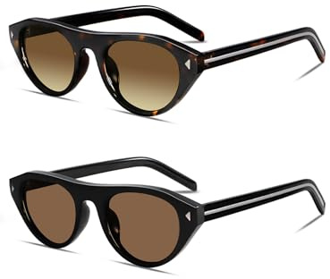 GUVIVI Lunettes de soleil ovales rétro petites pour femmes et hommes, style chic tendance, forme œil de chat, lunettes fines, accessoire mode