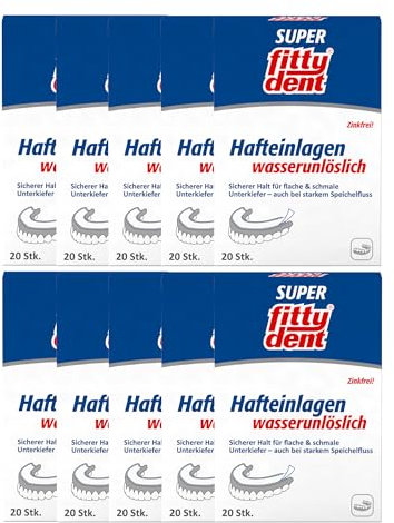 10x fittydent super Hafteinlagen comfort 20 Stück Zinkfrei fitty dent neutral