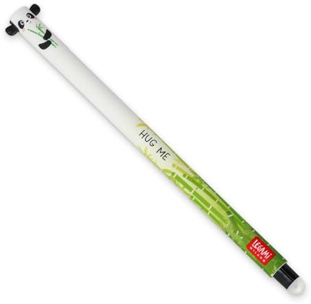 Legami - Raderbar gelpenna, ändboll för att ta bort bläck utan att konsumera arket - värmekänsligt svart bläck, spetsdiameter 0,7 mm - panda-tema