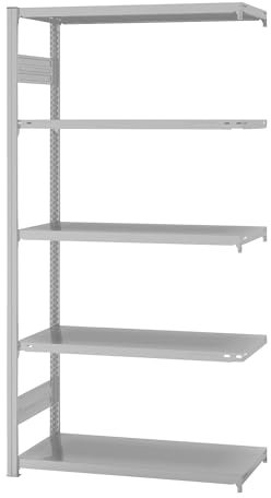 eurokraft | System-Steckregal | Bauart mittelschwer | kunststoffbeschichtet | Regalhöhe 2000 mm | Anbauregal | Breite x Tiefe 1000 x 500 mm