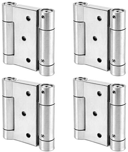 QWORK® - Cerniera in Acciaio Inox Doppia Azione per Porte a Battente Cerniere, con molla caricata a molla, per Anta Battente Bancone Bar, 4 pezzi, 76mm