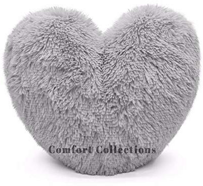 Cuddly Teddy Bear Fleece Super Soft 3D Heart Shape Fluffy Filled Cushion Cosy & Warm Home Decoration Gift For Loved One Valentine Day 100% Polyester Heart Cushion Silver 38cm x 38cm Approximate