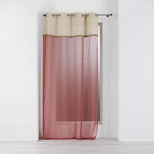 Douceur d'Intérieur, Voilage à Oeillets (140 x 240 cm) Greenybel Terracotta, Voile Sablé avec Top Jute