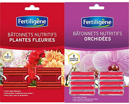 Fertiligène Engrais Plantes Fleuries Batonnets, x40 & Engrais Orchidées Batonnets, x10