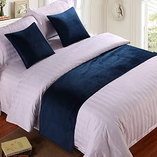 TTiiLoe Caminos de Cama tamaño King, decoración de Terciopelo Suave, Funda de Cama de Lujo, Color Azul, para el pie de la Cama, Bufanda, 240 x 50 cm