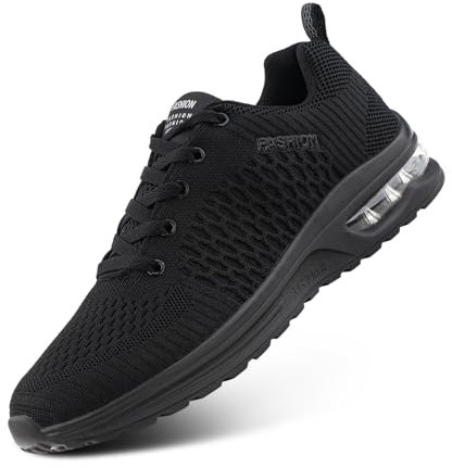Hitmars Running Shoes Men's Trainers Women's Sports Shoes Platform Trainers Tennis Shoes Air Running Shoes Jogging Outdoor Lightweight Black White EU 36-47, Gl1 Trainers Black, 9 UK